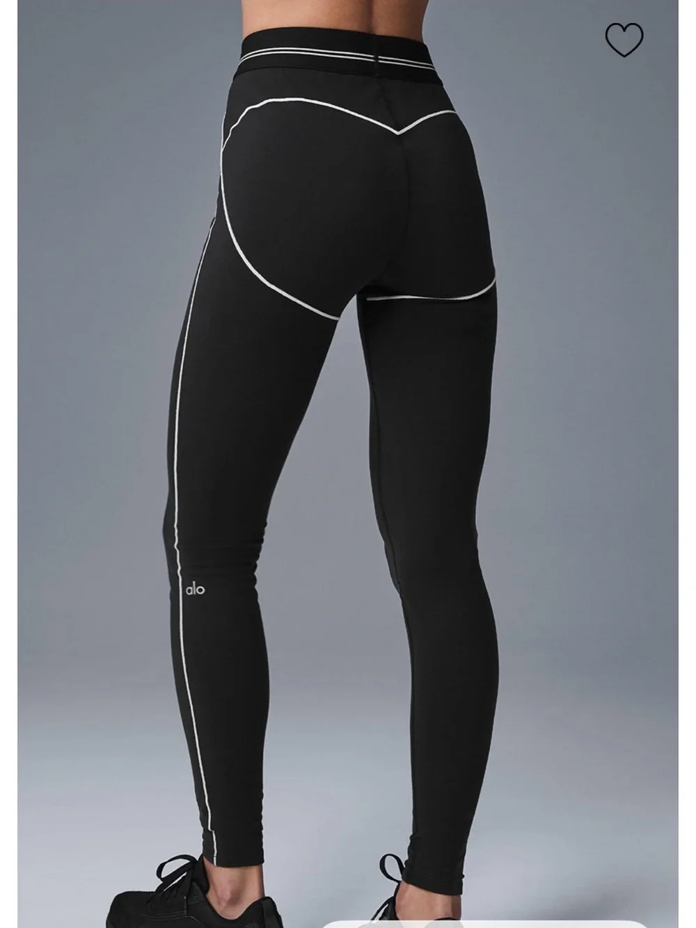 ALO Yoga Black Leggings with White Contrast Piping